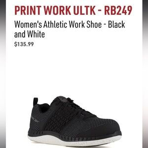 New in box Reebok black work tennis shoes size 6